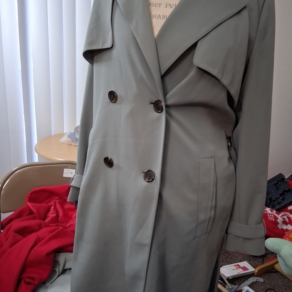 Elegant Women's Gray Trench Coat - Picture 3 of 10